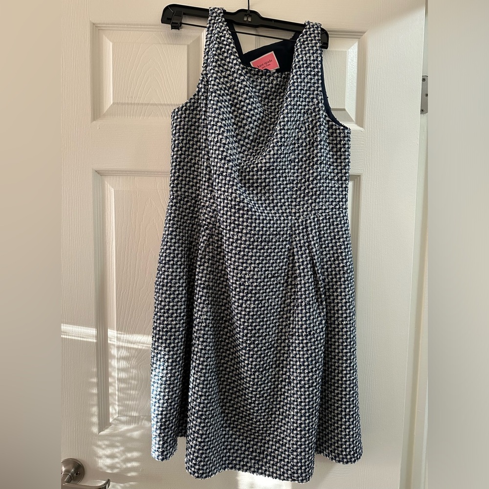 Kate Spade Blue Houndstooth Dress Size 14